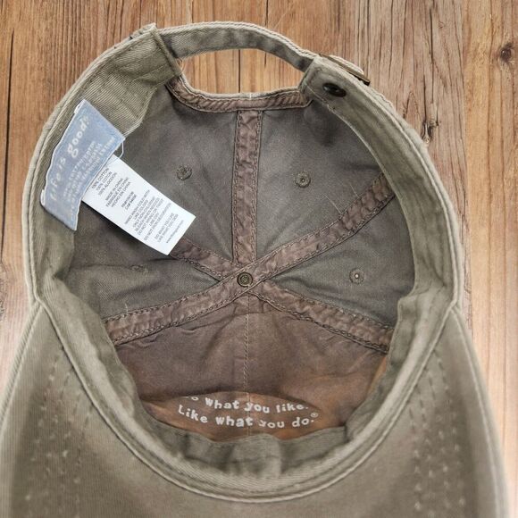 Life is Good Distressed Strapback Hat Cap Gray 'Optimism Can Take You Anywhere' - Picture 9 of 10